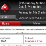 В юбилейном Sunday Million образовался оверлей $1,2 млн В юбилейном Sunday Million образовался оверлей $1,2 млн